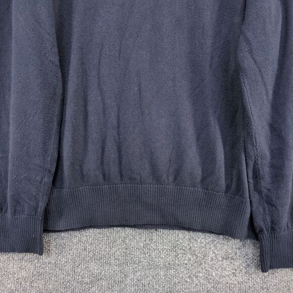 Eddie Bauer Men's Cotton Cashmere Pullover Sweater Blue Large V-Neck Ribbed Trim - Picture 4 of 12